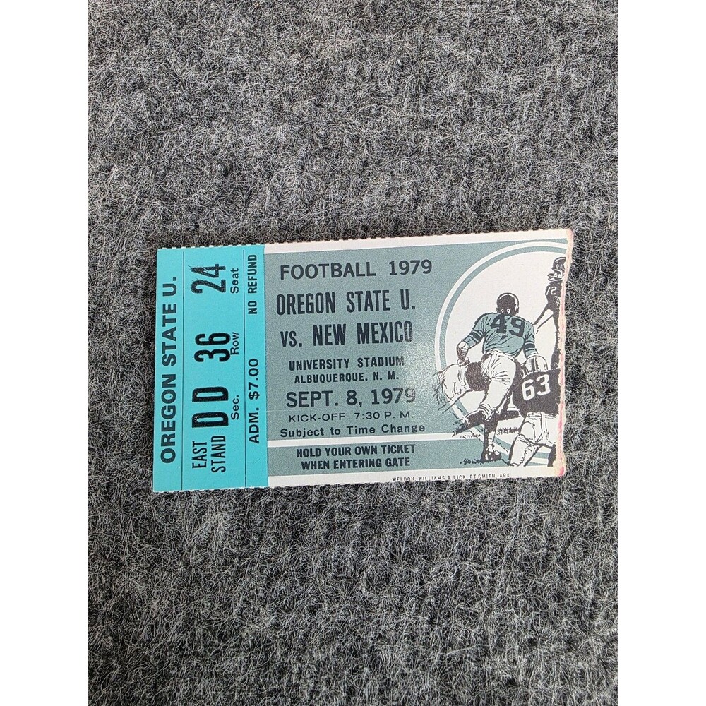 Oregon State U. vs New Mexico Football Ticket 1979 University Stadium